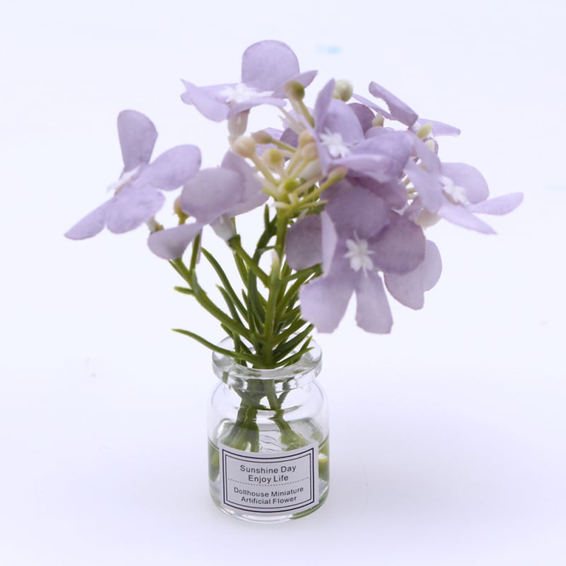 Plantă miniaturală pentru casă de păpuși într-o vază din sticlă, lucrată manual, ornament model BJD