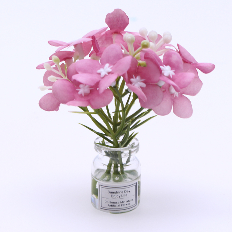 Plantă miniaturală pentru casă de păpuși într-o vază din sticlă, lucrată manual, ornament model BJD