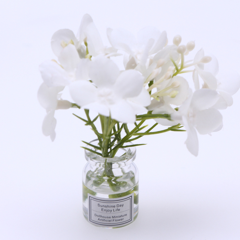 Plantă miniaturală pentru casă de păpuși într-o vază din sticlă, lucrată manual, ornament model BJD