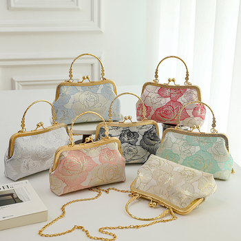 Torba u kineskom stilu za večeru, mini crossbody torba, urbani jednostavni stil, poliester materijal, horizontalan kvadratni oblik, brava za zatvaranje, podstava poliester