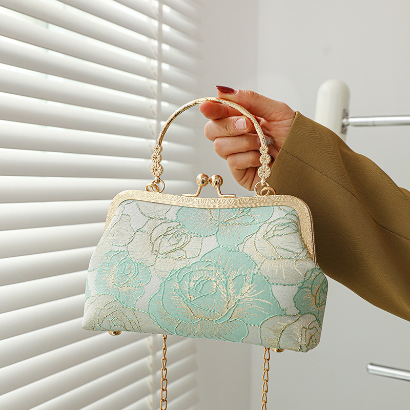Torba u kineskom stilu za večeru, mini crossbody torba, urbani jednostavni stil, poliester materijal, horizontalan kvadratni oblik, brava za zatvaranje, podstava poliester