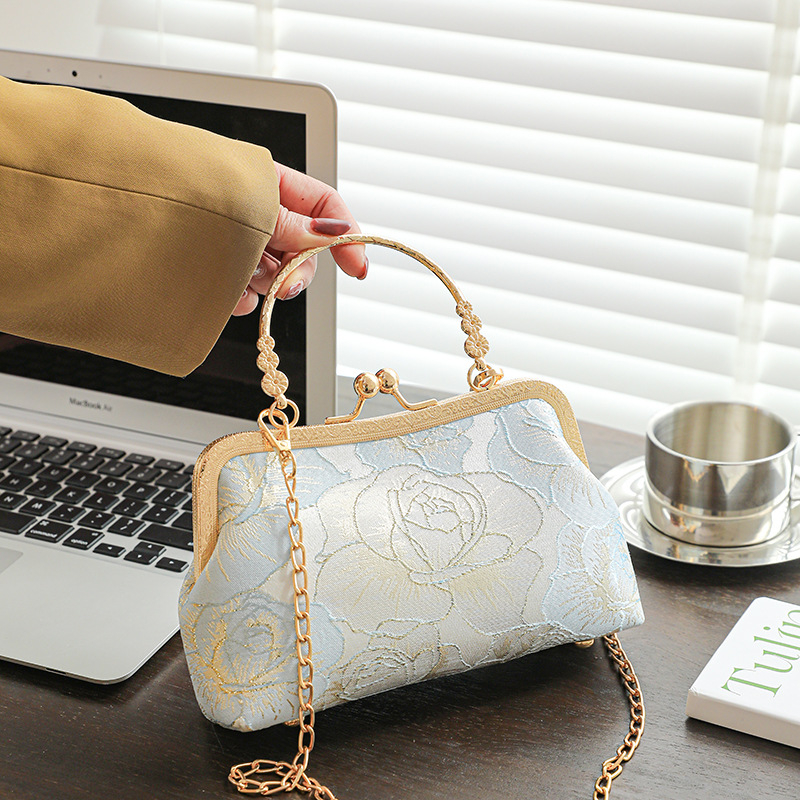 Torba u kineskom stilu za večeru, mini crossbody torba, urbani jednostavni stil, poliester materijal, horizontalan kvadratni oblik, brava za zatvaranje, podstava poliester