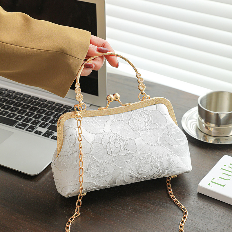 Torba u kineskom stilu za večeru, mini crossbody torba, urbani jednostavni stil, poliester materijal, horizontalan kvadratni oblik, brava za zatvaranje, podstava poliester