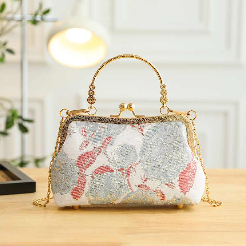 Torba u kineskom stilu za večeru, mini crossbody torba, urbani jednostavni stil, poliester materijal, horizontalan kvadratni oblik, brava za zatvaranje, podstava poliester