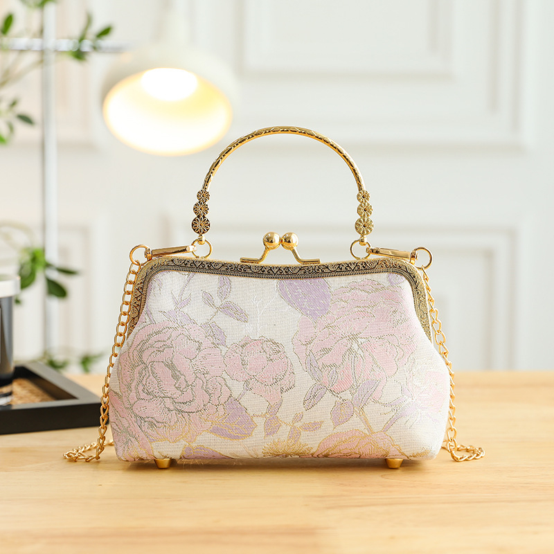 Torba u kineskom stilu za večeru, mini crossbody torba, urbani jednostavni stil, poliester materijal, horizontalan kvadratni oblik, brava za zatvaranje, podstava poliester