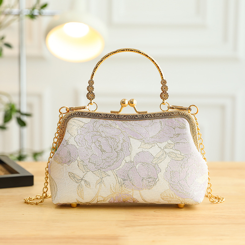 Torba u kineskom stilu za večeru, mini crossbody torba, urbani jednostavni stil, poliester materijal, horizontalan kvadratni oblik, brava za zatvaranje, podstava poliester