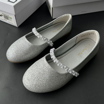 Baletanke s perlom, okrugli vrh, slip-on s jednim remenom, PU gornji dio, gumena potplata