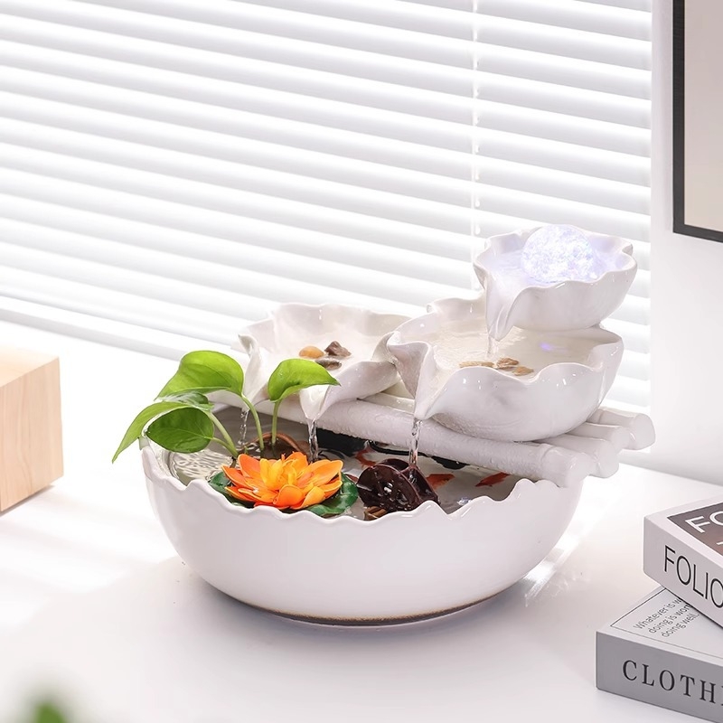 Keramički fontan ukras za akvarij s kružnim vodom, stolni i dnevni dekor, feng shui kotač, novi kineski stil, mogućnost prilagodbe