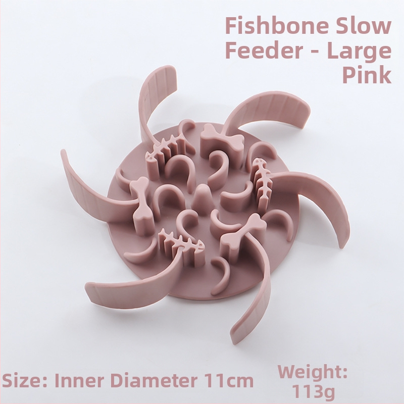 Μπολ αργής τροφοδοσίας για κατοικίδια, σιλικόνη, με βεντούζα, αντι-πνιγμού, για γάτες και σκύλους