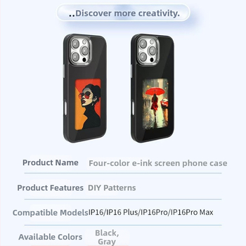 Pouzdro na telefón s Ink Screen a NFC projekciou, matný TPU, prispôsobiteľné, proti nárazu a oderu, kompatibilné s radou iPhone 13–17 Pro Max