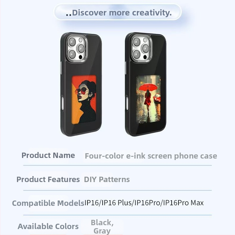 Pouzdro na telefón s Ink Screen a NFC projekciou, matný TPU, prispôsobiteľné, proti nárazu a oderu, kompatibilné s radou iPhone 13–17 Pro Max