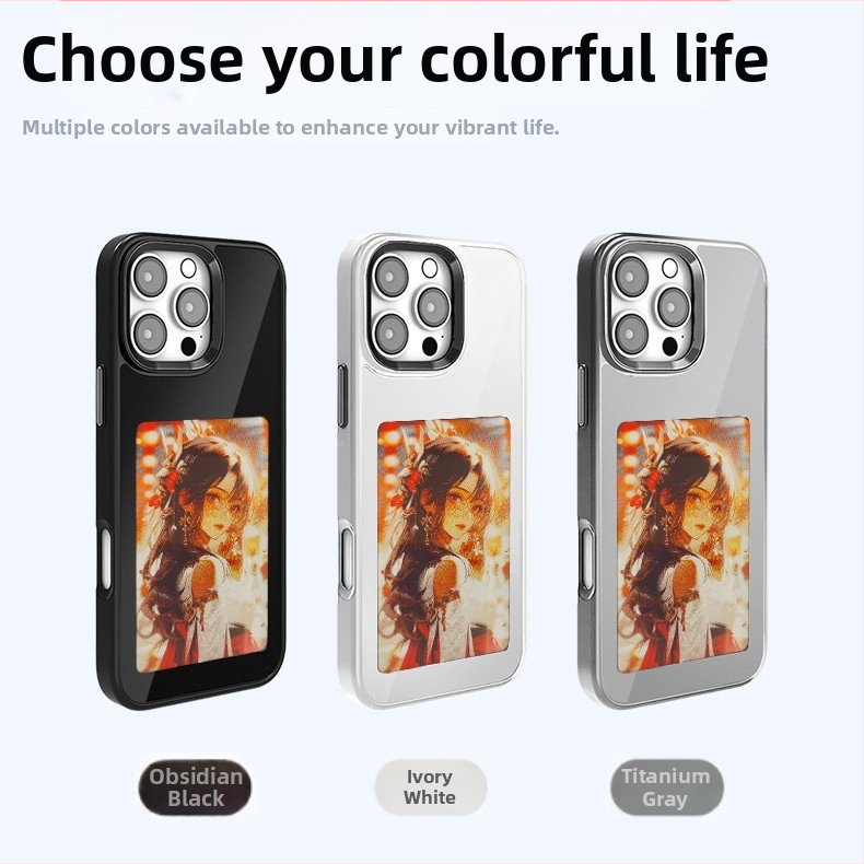 Pouzdro na telefón s Ink Screen a NFC projekciou, matný TPU, prispôsobiteľné, proti nárazu a oderu, kompatibilné s radou iPhone 13–17 Pro Max