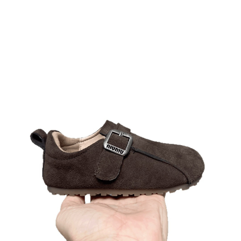 Dječje kožne tenisice s Velcro kopčanjem, retro stil, niski gornji dio, gumena potplata