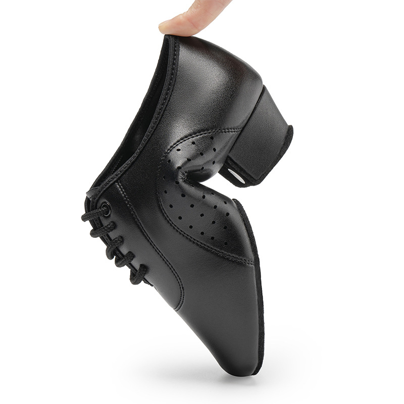 Férfi bőr professzionális latin tánc cipő – lapos sarok, puha talp, légáteresztő