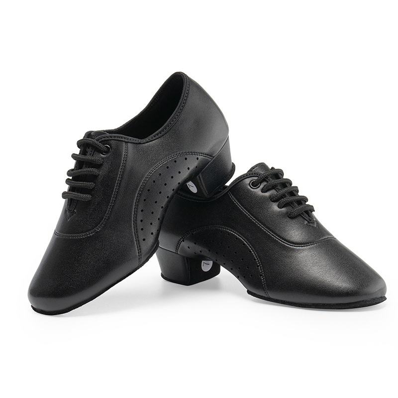 Férfi bőr professzionális latin tánc cipő – lapos sarok, puha talp, légáteresztő