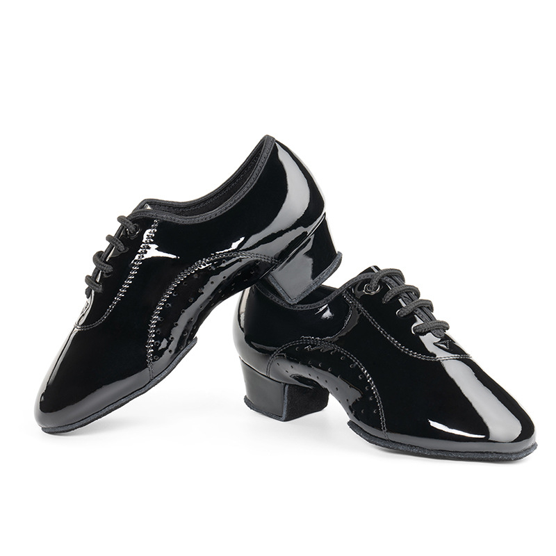 Férfi bőr professzionális latin tánc cipő – lapos sarok, puha talp, légáteresztő