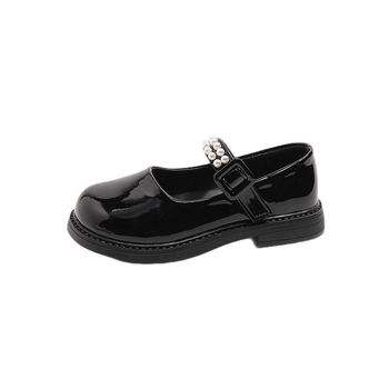 Dječje Mary Jane cipele s perlama, gornji dio od PU, Velcro kopča, niski profil, mekani kožni đon, stil princeze