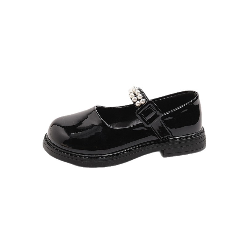 Dječje Mary Jane cipele s perlama, gornji dio od PU, Velcro kopča, niski profil, mekani kožni đon, stil princeze