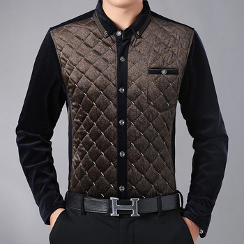 Muški debeli termalni kardigan s stojećim ovratnikom, karirani jacquard pleteni, pamuk s 75% elastana, uski kroj