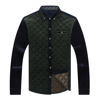 Muški debeli termalni kardigan s stojećim ovratnikom, karirani jacquard pleteni, pamuk s 75% elastana, uski kroj