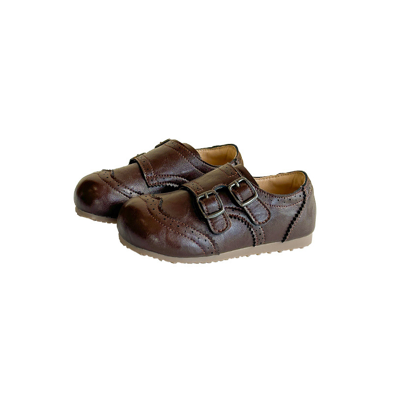 Dječje cipele s Velcro kopčom, niska gornja linija, brogue izrezbaren dizajn, EVA uložak, gumeni potplat