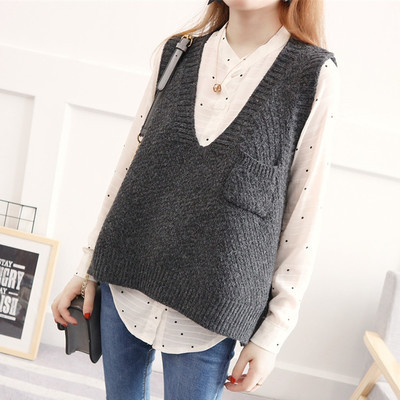 Vesta tricotată pentru femei, decolteu în V, buzunare, croială lejeră, textură 3D, lungime 50–65 cm
