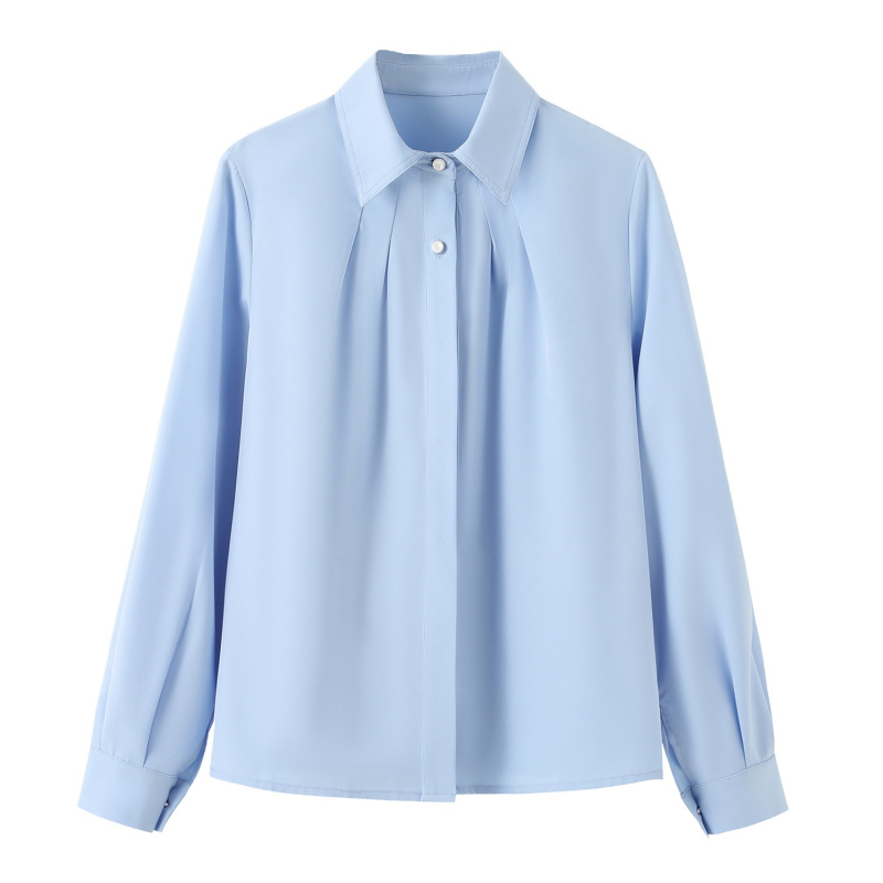 Női póló galléros ing, gyűrődésálló formális felső, hosszú ujjú, elasztán keverék