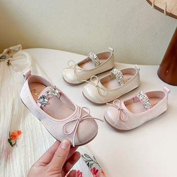 Cipele za djevojčice od PU kože sa Velcro kopčom, Bowknot detalj, gumeni potplat, princess stil
