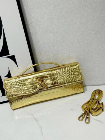 Jincheng Leather Goods Kožna torbica s krokodilo uzorkom baguette stil, zatvarač, horizontalni Kelly oblik, za rame/ručno nošenje
