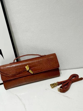 Jincheng Leather Goods Kožna torbica s krokodilo uzorkom baguette stil, zatvarač, horizontalni Kelly oblik, za rame/ručno nošenje