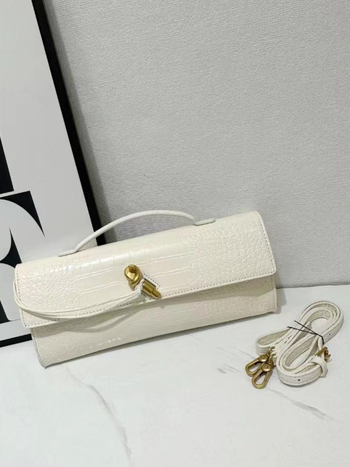 Jincheng Leather Goods Kožna torbica s krokodilo uzorkom baguette stil, zatvarač, horizontalni Kelly oblik, za rame/ručno nošenje