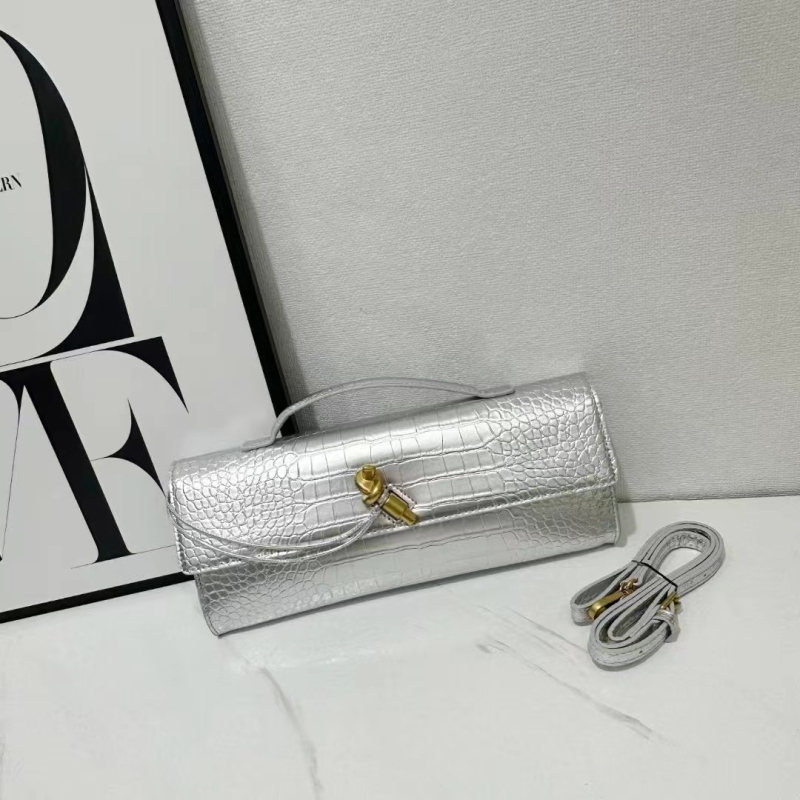Jincheng Leather Goods Kožna torbica s krokodilo uzorkom baguette stil, zatvarač, horizontalni Kelly oblik, za rame/ručno nošenje