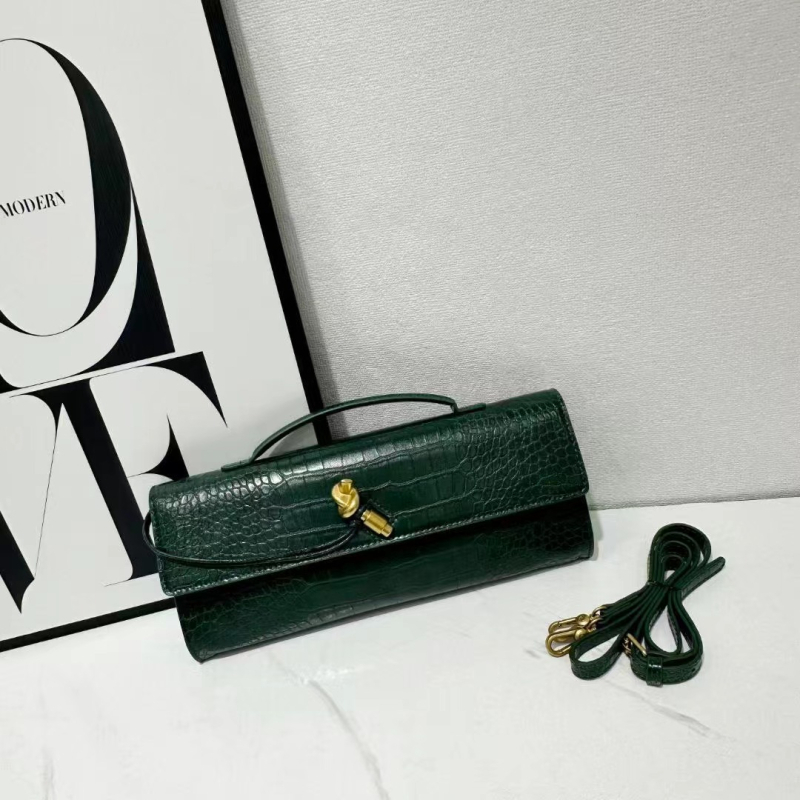Jincheng Leather Goods Kožna torbica s krokodilo uzorkom baguette stil, zatvarač, horizontalni Kelly oblik, za rame/ručno nošenje