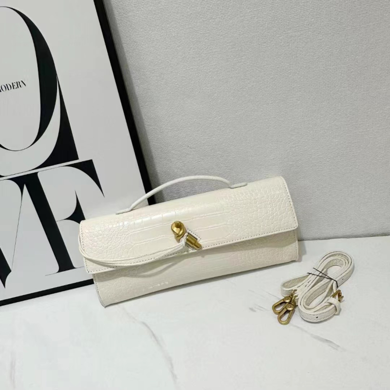 Jincheng Leather Goods Kožna torbica s krokodilo uzorkom baguette stil, zatvarač, horizontalni Kelly oblik, za rame/ručno nošenje