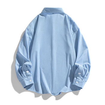 Muška košulja od korduroja - dugi rukav, rever, bez glačanja, džep, proljeće 2025, poliester 96%+