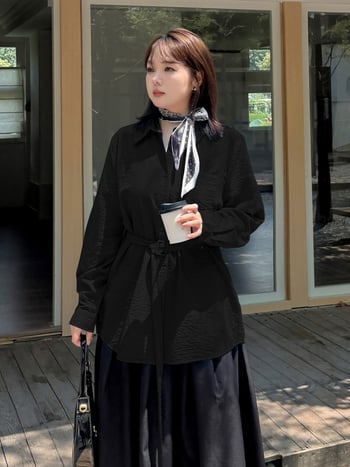 Női francia stílusú vintage ing-kardigán övvel a deréknál, pamut-bársony érzetű, négyirányú elasztikussággal, inggallér, hosszú ujjú, ősz 2025