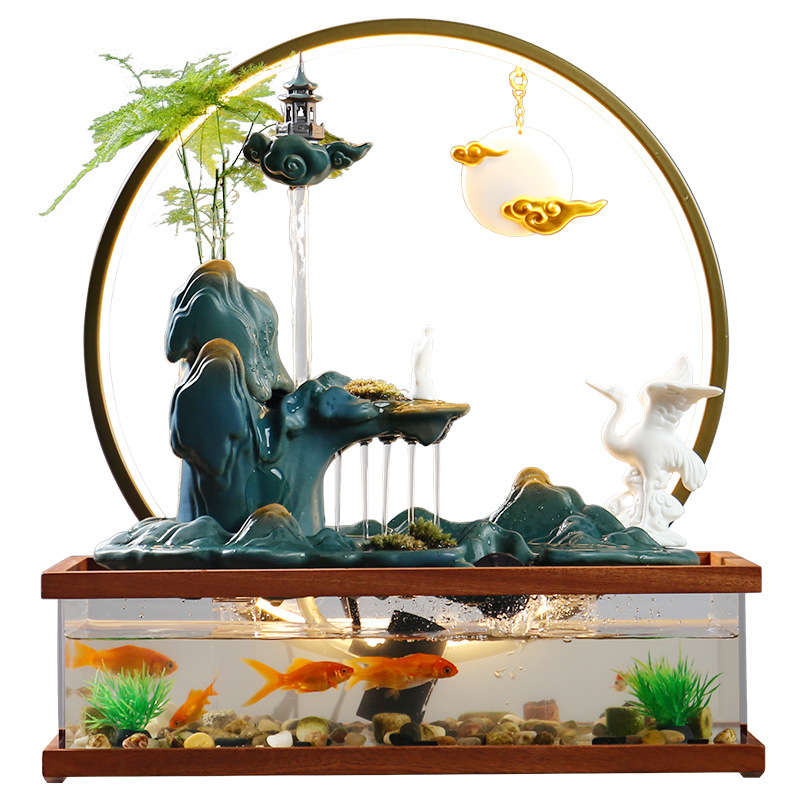 Kerámia kézzel festett asztali akváriumi dekoratív mini vízesés, új kínai stílus, mázas felület, testreszabható feldolgozás