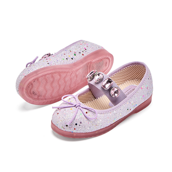 Dječje cipele princeze s kristalima - umjetna koža na vrhu, gumena đon, slip-on, protuklizne, niski profil, za djecu 4–6 godina