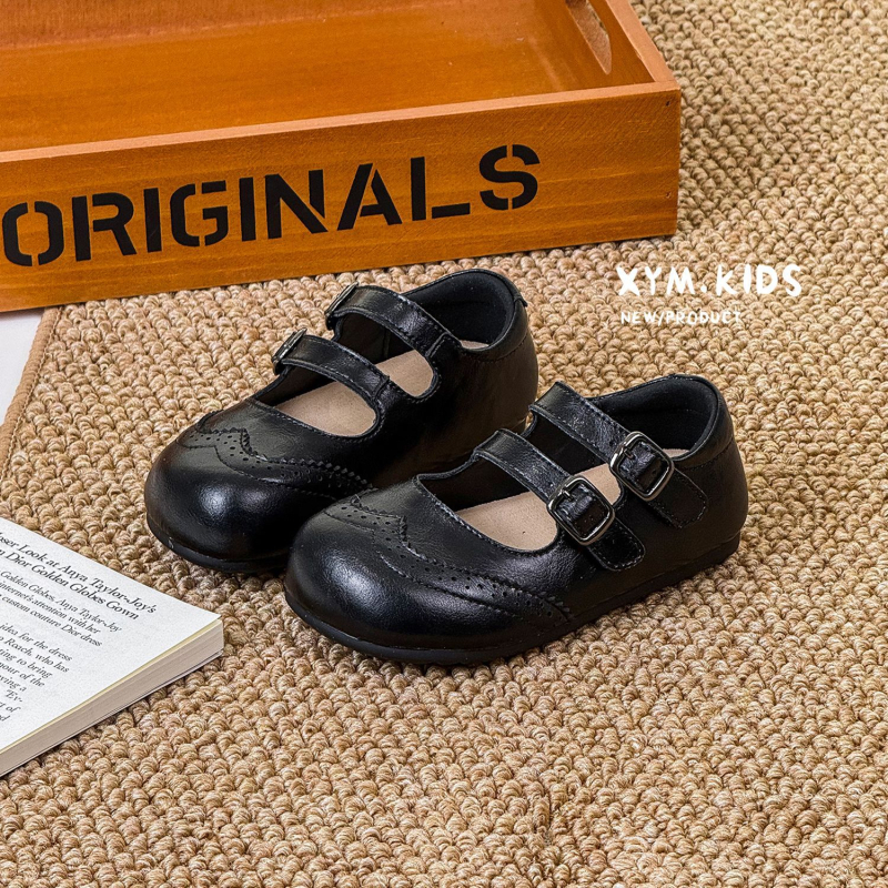 Dječje kožne cipele — retro gravirani cvjetovi, britanski stil za djevojčice, niski izrez princeze izgled; gumena potplat; protuklizna; kopčanje na Velcro; unutrašnjost koža; stil: umjetničko retro