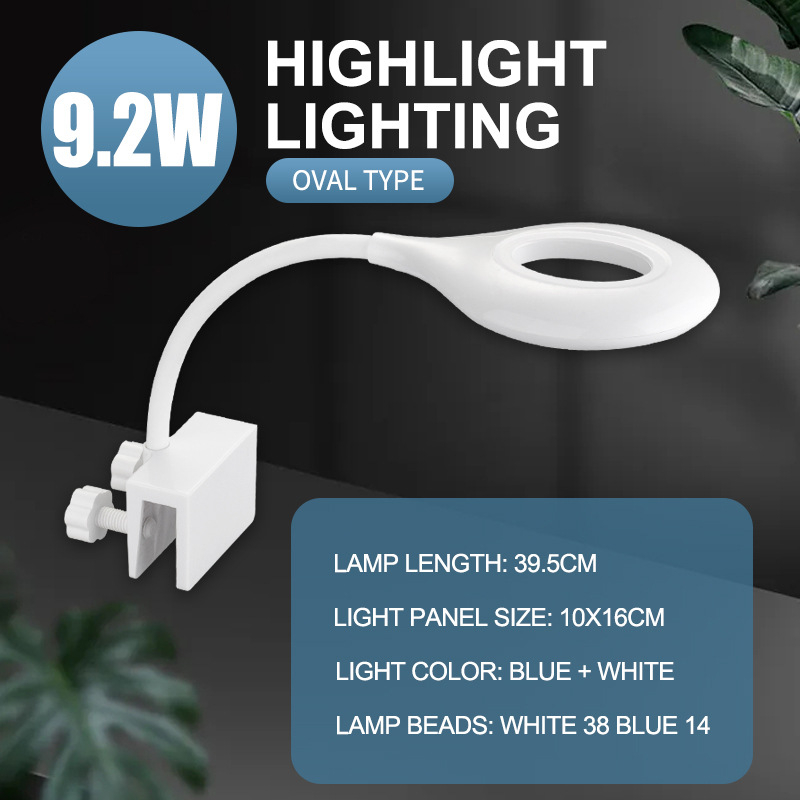 Mala okrugla LED lampica za akvarij s klipsom – ABS, 5W, 0,22 kg, energetski učinkovito osvjetljenje za vodene biljke