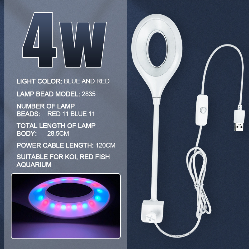 Mala okrugla LED lampica za akvarij s klipsom – ABS, 5W, 0,22 kg, energetski učinkovito osvjetljenje za vodene biljke