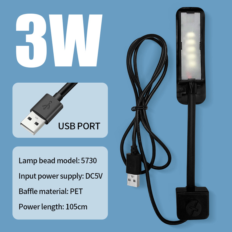 Mala okrugla LED lampica za akvarij s klipsom – ABS, 5W, 0,22 kg, energetski učinkovito osvjetljenje za vodene biljke