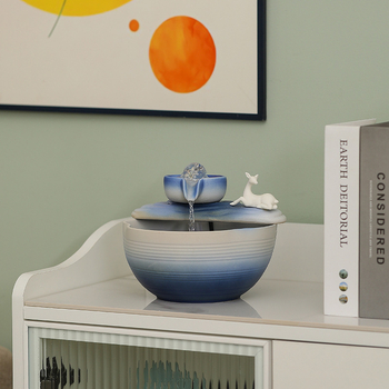 Keramički stolni fontan s tekućom vodom i Feng Shui vodeni kotačić, kineski stil, brend Fumanjia