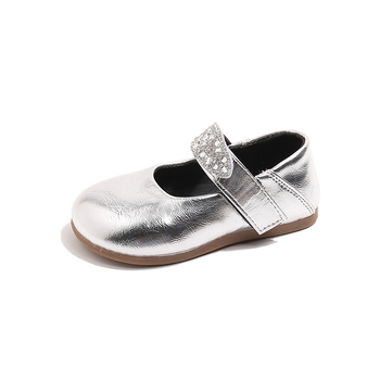 Dječje plesne tenisice za djevojčice u korejskom stilu, s rhinestones, gornji dio od super vlakna, zatvaranje na Velcro, gumeni potplat