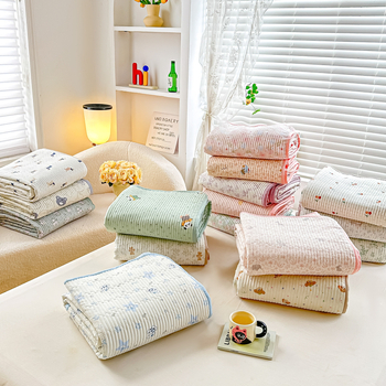 Cuvertură de pat din bumbac dublu strat, quilted, stil tatami, imprimare reactive, set de trei piese