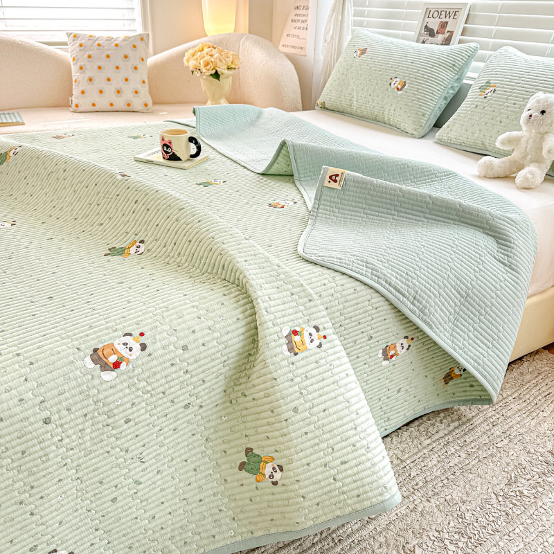 Cuvertură de pat din bumbac dublu strat, quilted, stil tatami, imprimare reactive, set de trei piese