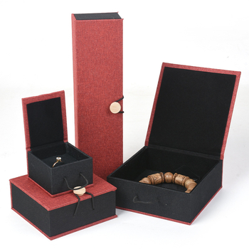 Ξύλινο κουτί αποθήκευσης κοσμημάτων από λινό ύφασμα με αγκράφα, για βραχιόλια, κολιέ και μενταγιόν