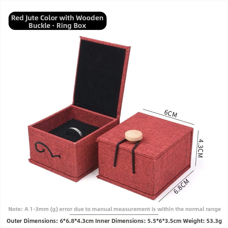Ξύλινο κουτί αποθήκευσης κοσμημάτων από λινό ύφασμα με αγκράφα, για βραχιόλια, κολιέ και μενταγιόν