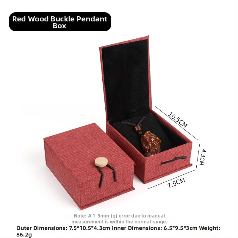 Ξύλινο κουτί αποθήκευσης κοσμημάτων από λινό ύφασμα με αγκράφα, για βραχιόλια, κολιέ και μενταγιόν