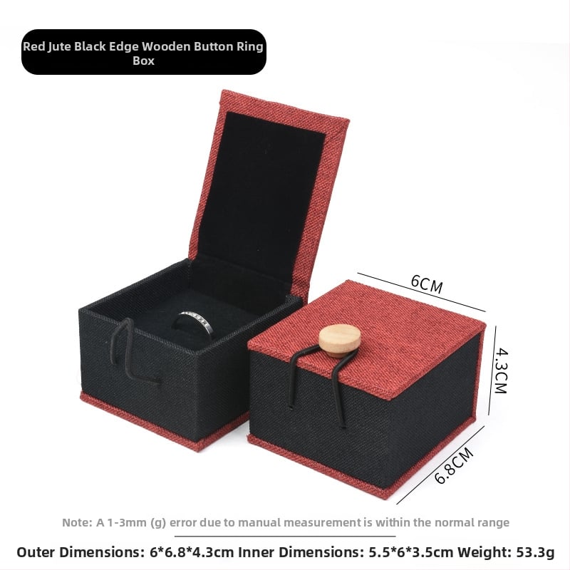 Ξύλινο κουτί αποθήκευσης κοσμημάτων από λινό ύφασμα με αγκράφα, για βραχιόλια, κολιέ και μενταγιόν